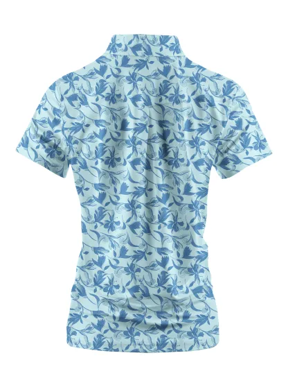 Cherryswing Women's Petal Print Golf Short Sleeve Polo Shirt