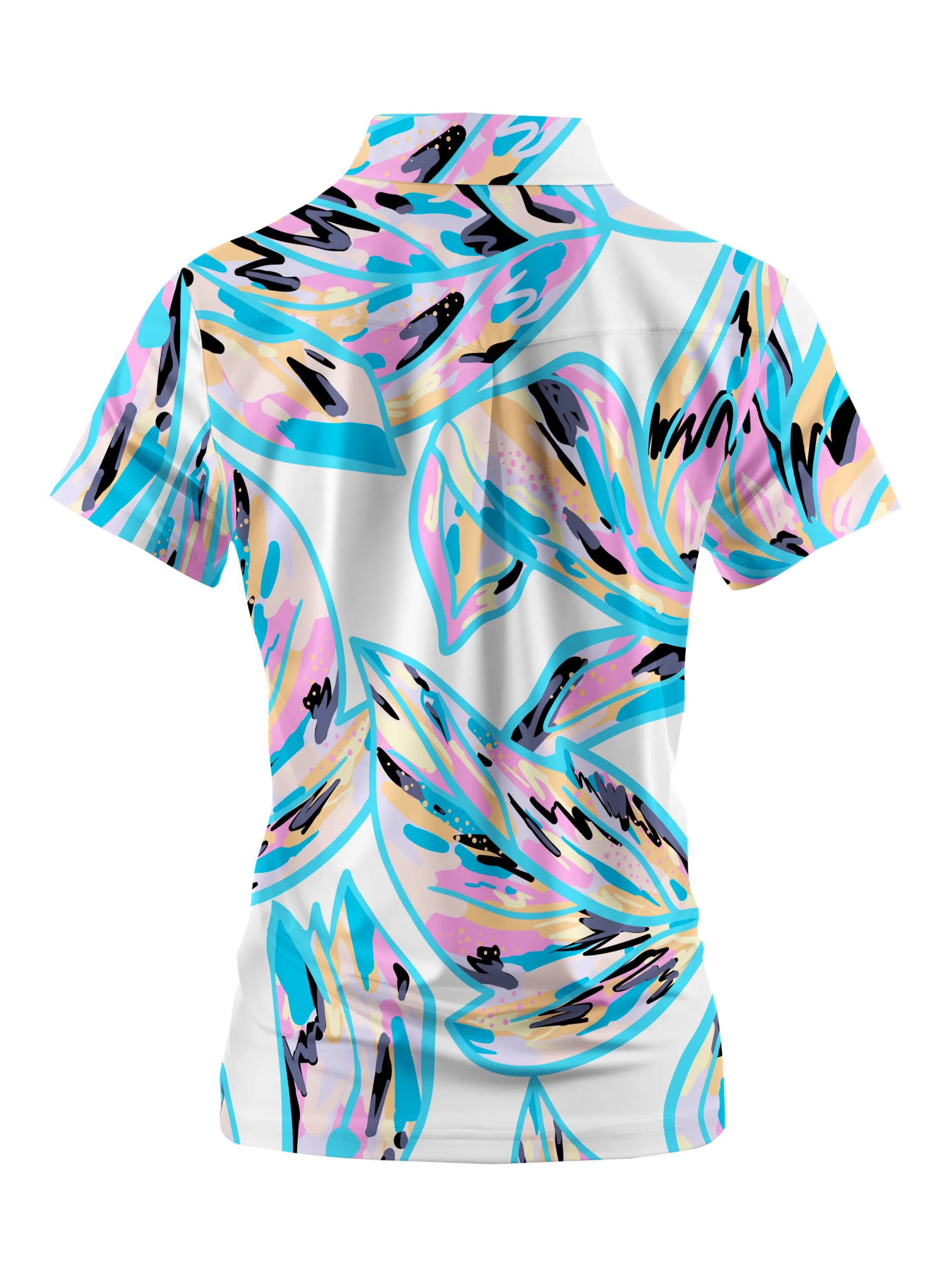 Cherryswing Women's Tropical Garden Golf Short Sleeve Polo Shirt