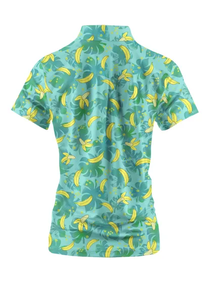 Cherryswing Women's Hawaiian Banana Golf Short Sleeve Polo Shirt