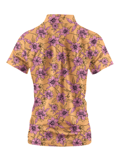 Cherryswing Women's Sun-Kissed Blooms Golf Short Sleeve Polo Shirt