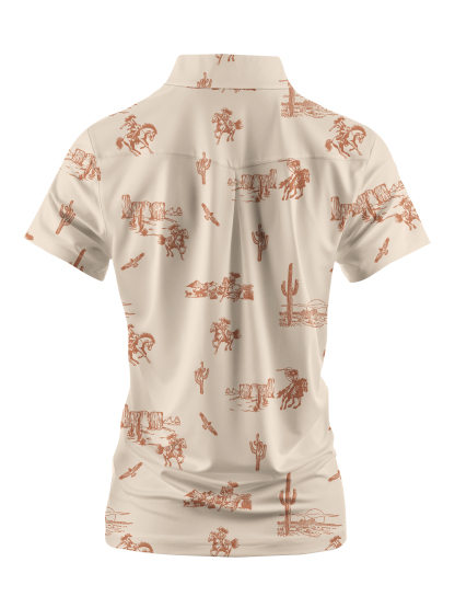 Cherryswing Women's Wild West Golf Short Sleeve Polo Shirt