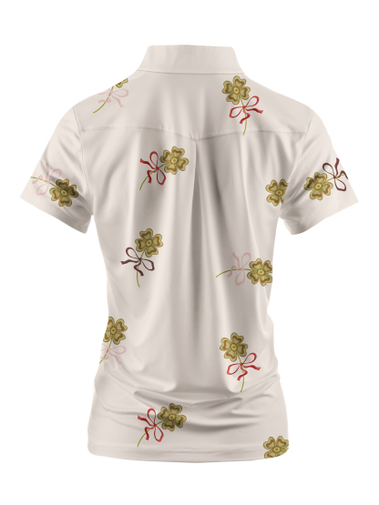 Cherryswing Women's Four Leaf Clover Golf Short Sleeve Polo Shirt
