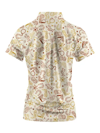Cherryswing Women's Whimsical World Golf Short Sleeve Polo Shirt