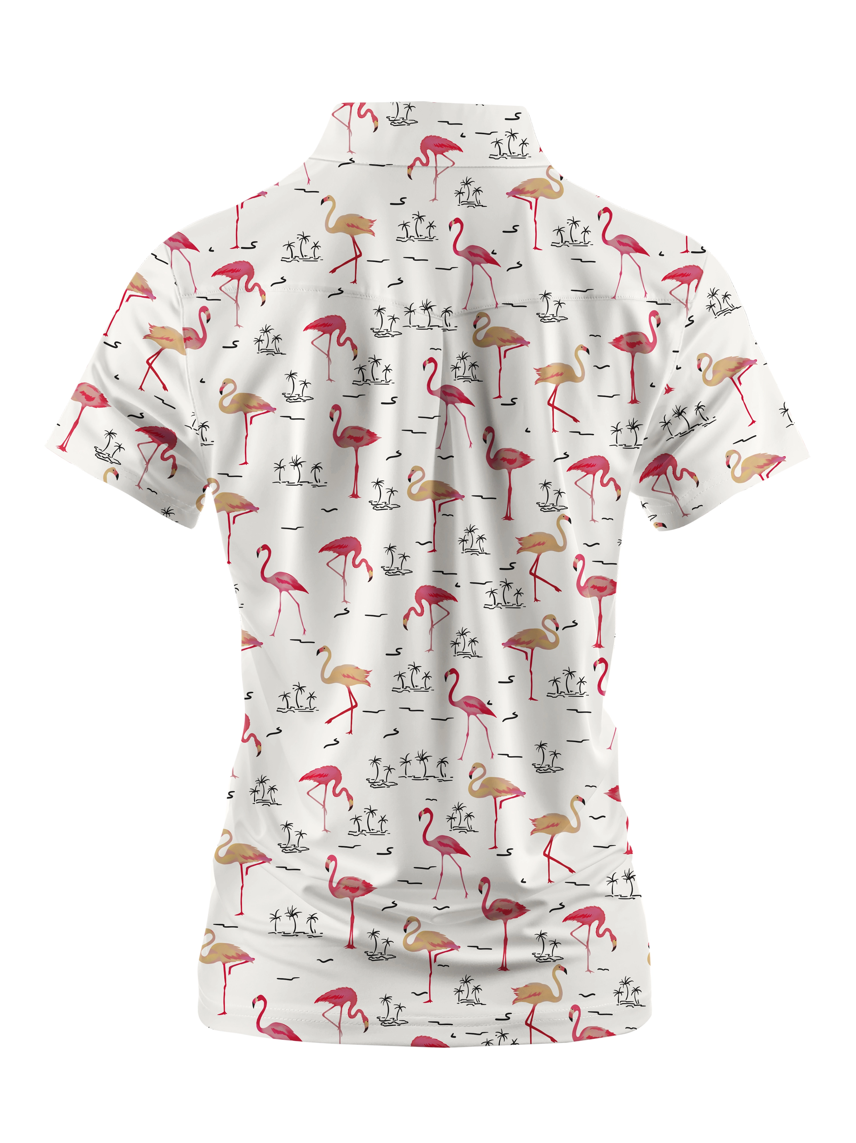 Cherryswing Women's Playful Flamingo Golf Short Sleeve Polo Shirt