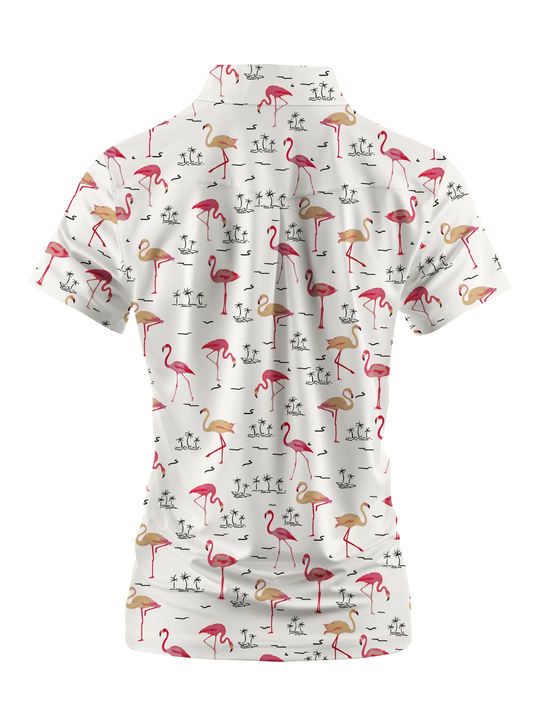 Cherryswing Women's Playful Flamingo Golf Short Sleeve Polo Shirt