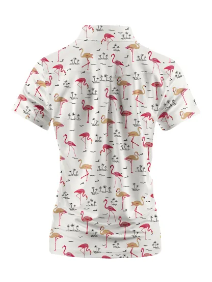Cherryswing Women's Playful Flamingo Golf Short Sleeve Polo Shirt