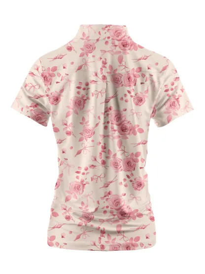 Cherryswing Women's Rose Garden Golf Short Sleeve Polo Shirt