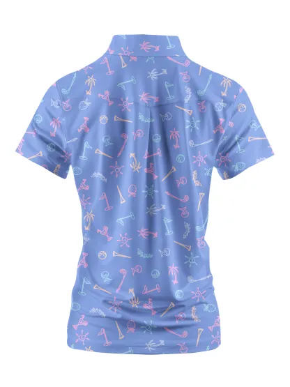 Cherryswing Women's Playful Mix Golf Short Sleeve Polo Shirt