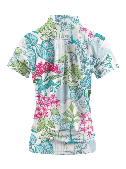 Cherryswing Women's Tropical Rainforest Golf Short Sleeve Polo Shirt