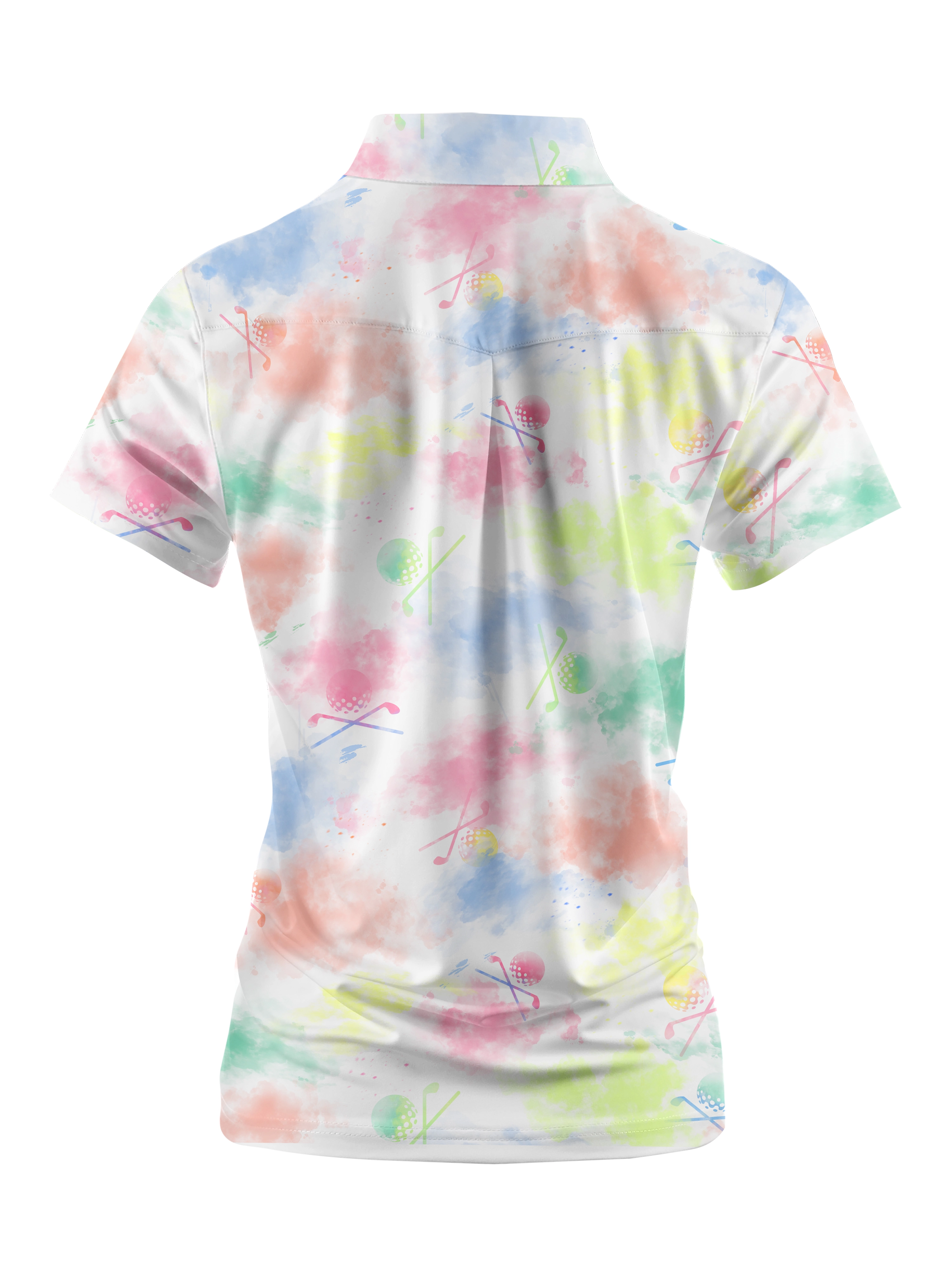 Cherryswing Women's Watercolor Painting Golf Short Sleeve Polo Shirt