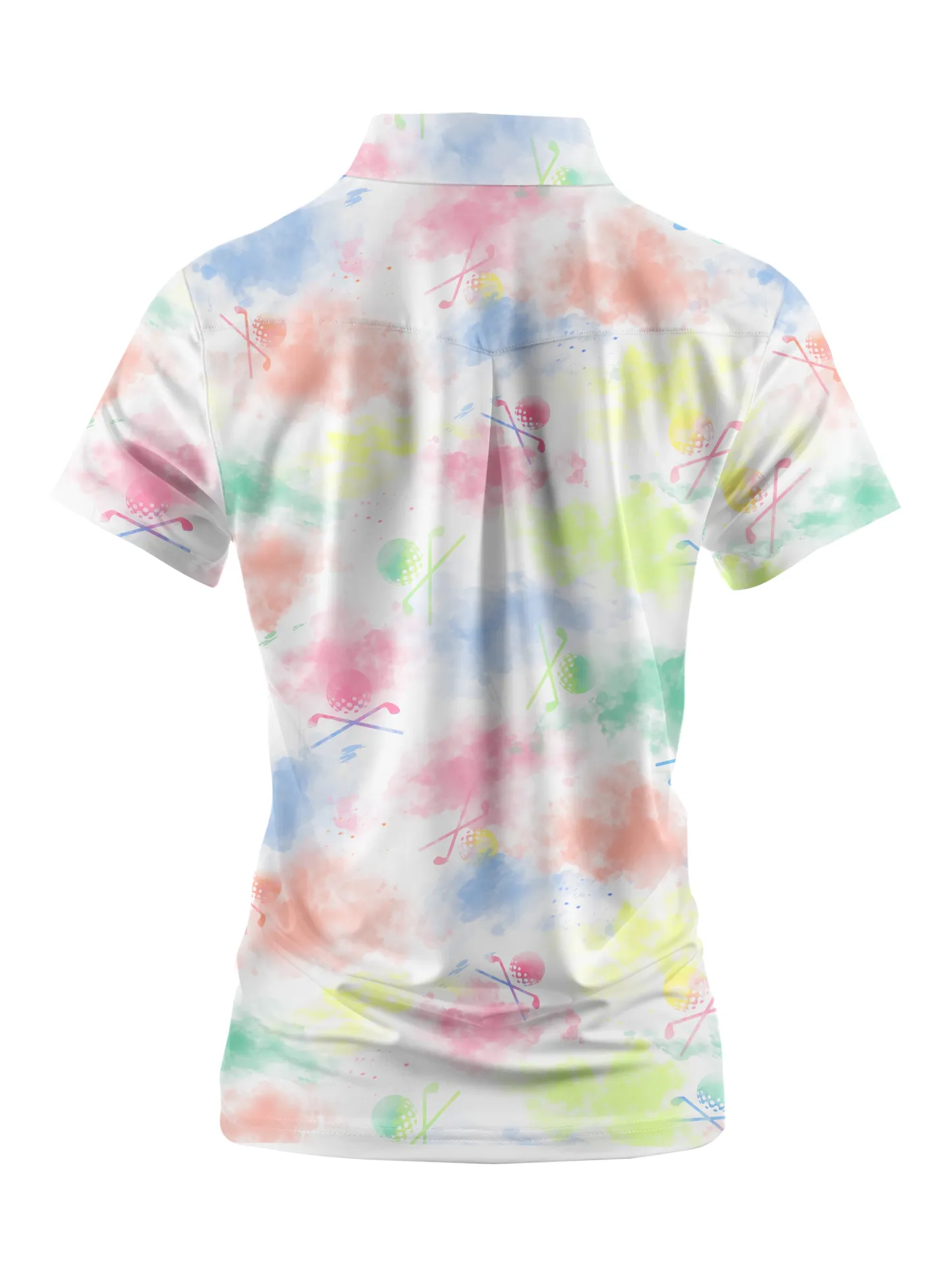 Cherryswing Women's Watercolor Painting Golf Short Sleeve Polo Shirt
