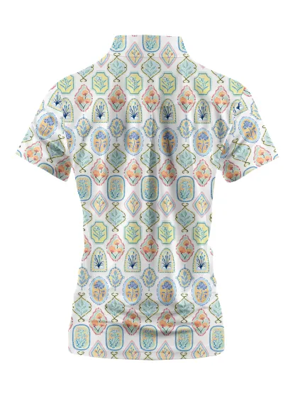 Cherryswing Women's Garden's Diverse Beauty Golf Short Sleeve Polo Shirt