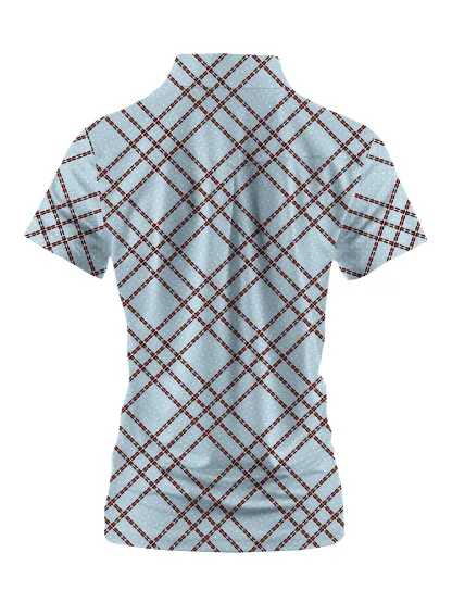 Cherryswing Women's Cassic Scottish Tartan Golf Short Sleeve Polo Shirt