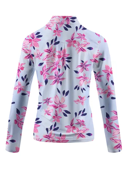 Cherryswing Women's Springtime Garden Golf Long Sleeve Polo Shirt