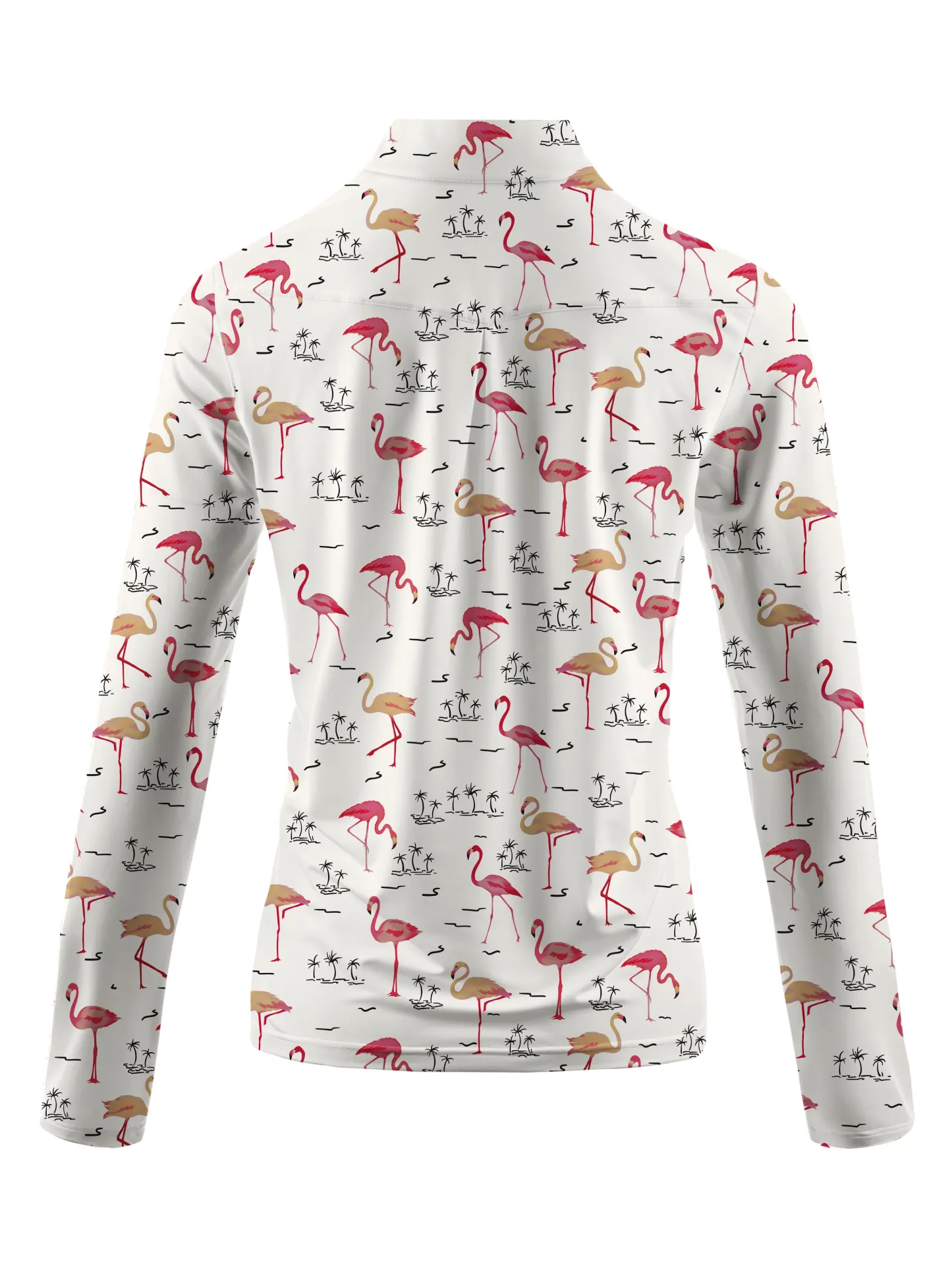 Cherryswing Women's Playful Flamingo Golf Long Sleeve Polo Shirt