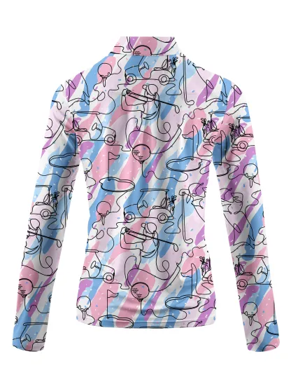 Cherryswing Women's Party in Course Golf Long Sleeve Polo Shirt