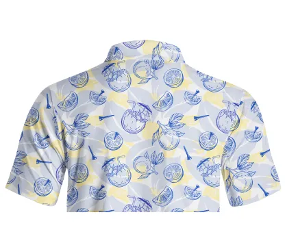 Cherryswing Men's Interlocking Geometric Golf Long Sleeve Polo Shirt