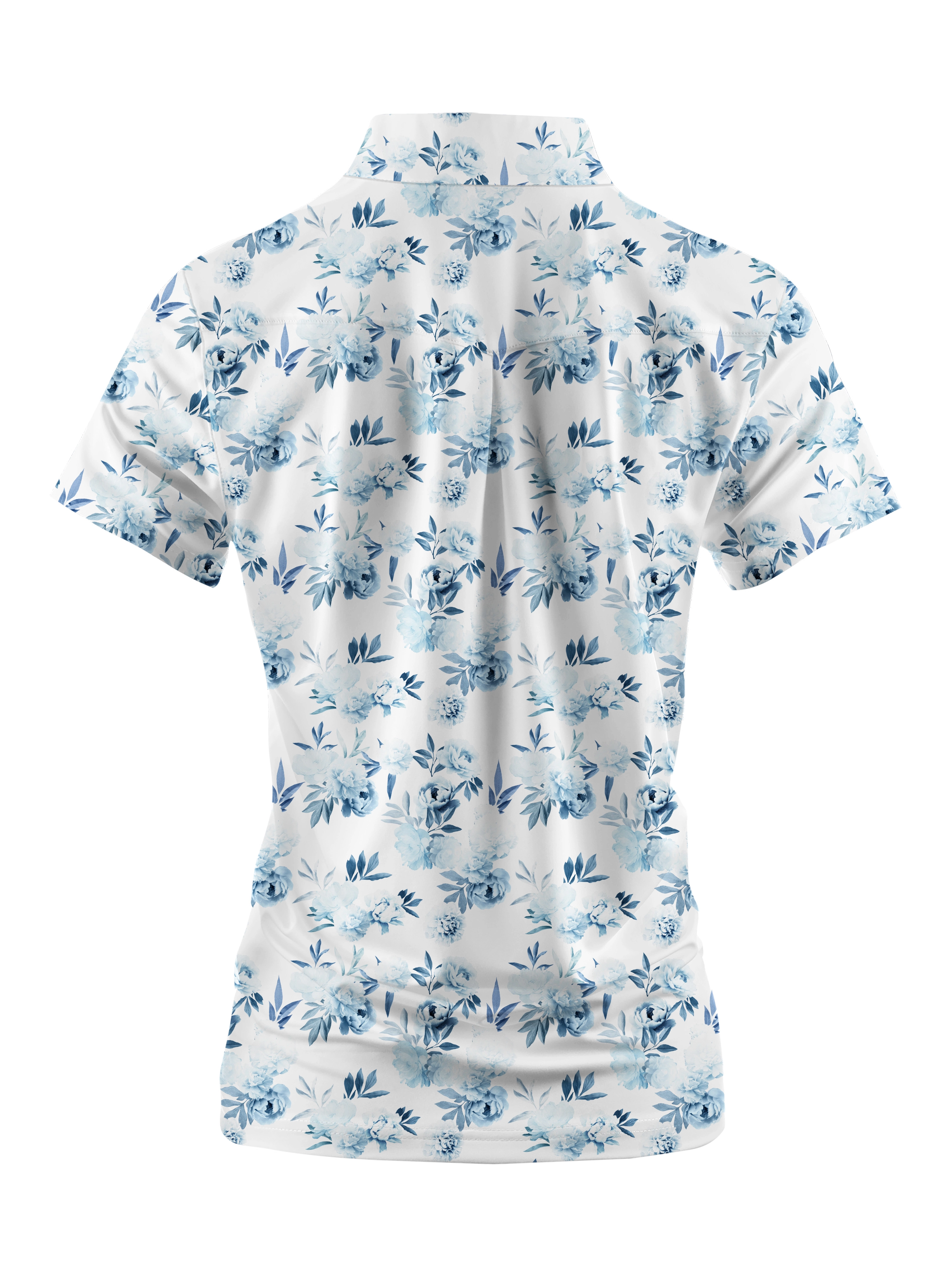 Cherryswing Women's Blue Floral Golf Short Sleeve Polo Shirt