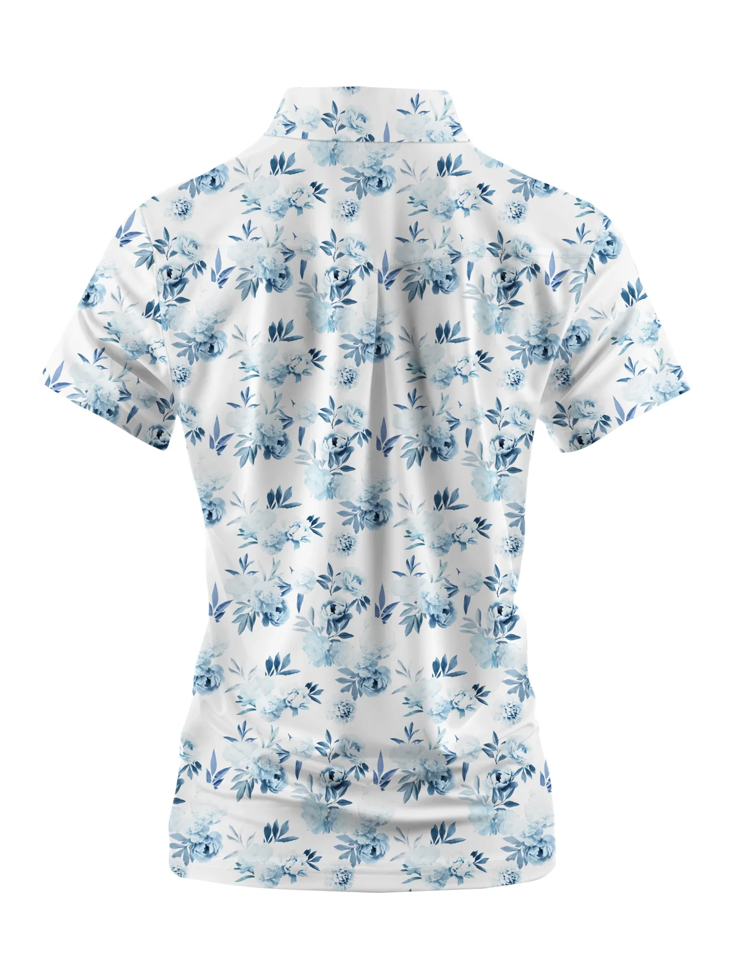 Cherryswing Women's Blue Floral Golf Short Sleeve Polo Shirt