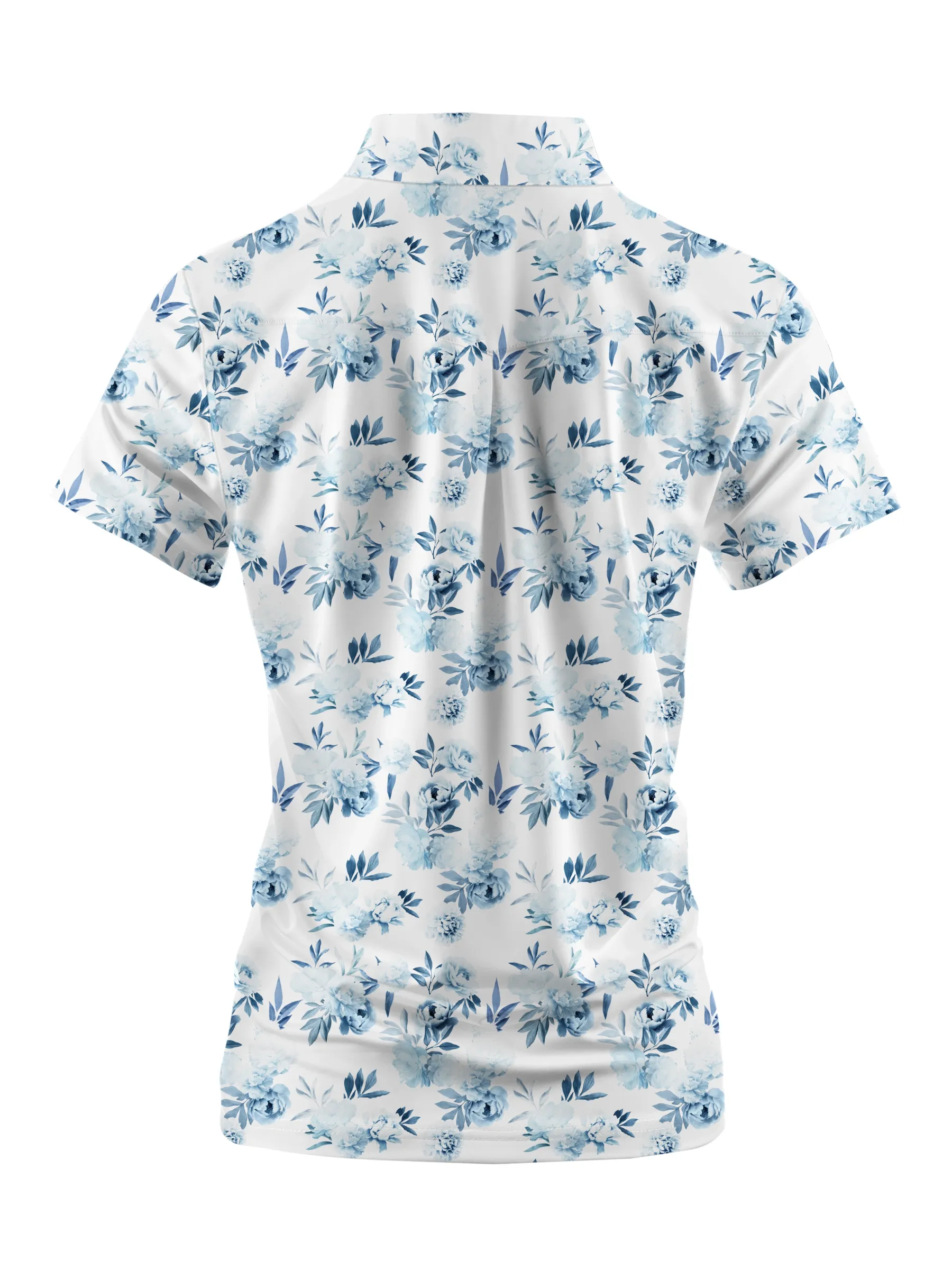 Cherryswing Women's Blue Floral Golf Short Sleeve Polo Shirt