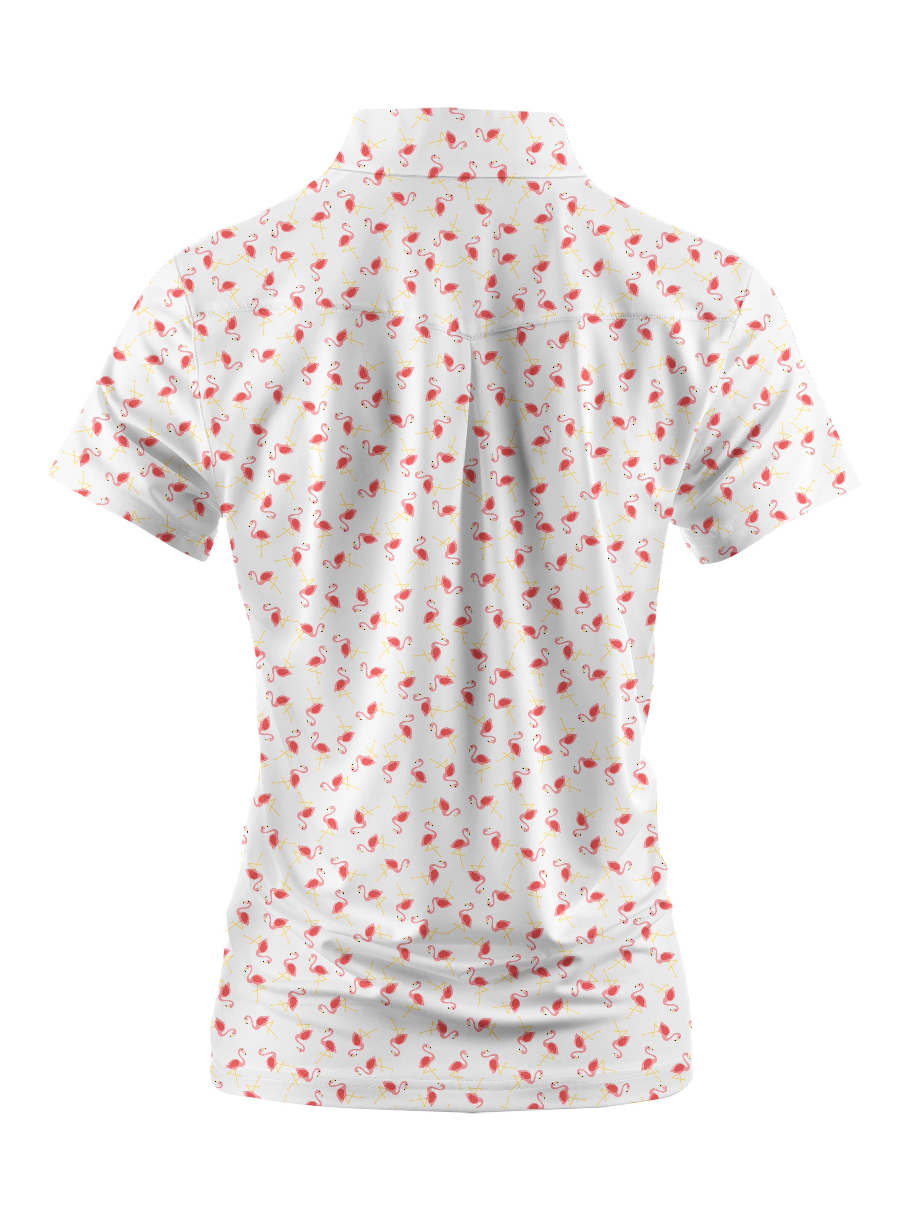 Cherryswing Women's Graceful Flamingo Print Short Sleeve Polo Shirt