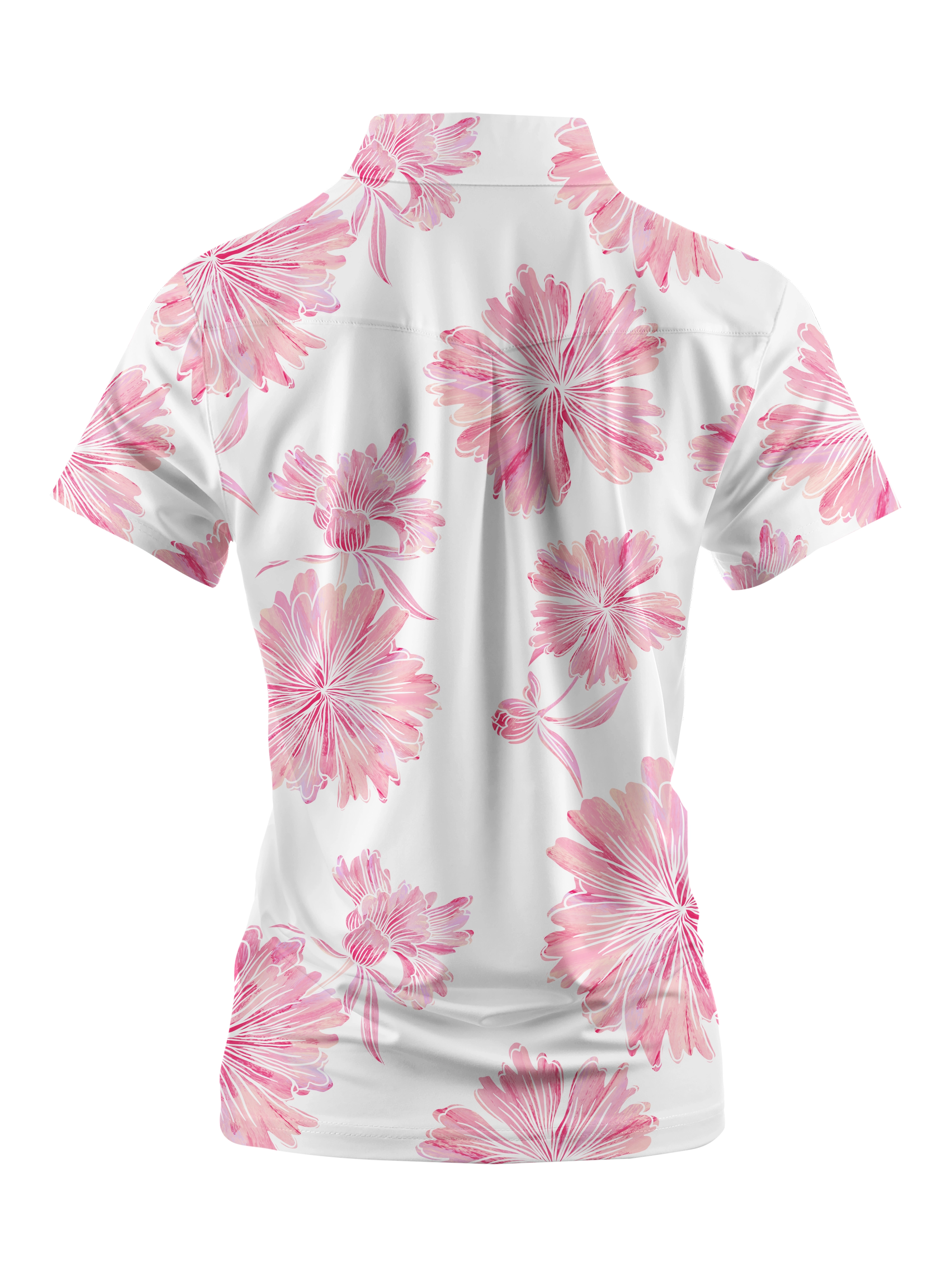 Cherryswing Women's Print Wildflowers Short Sleeve Polo Shirt