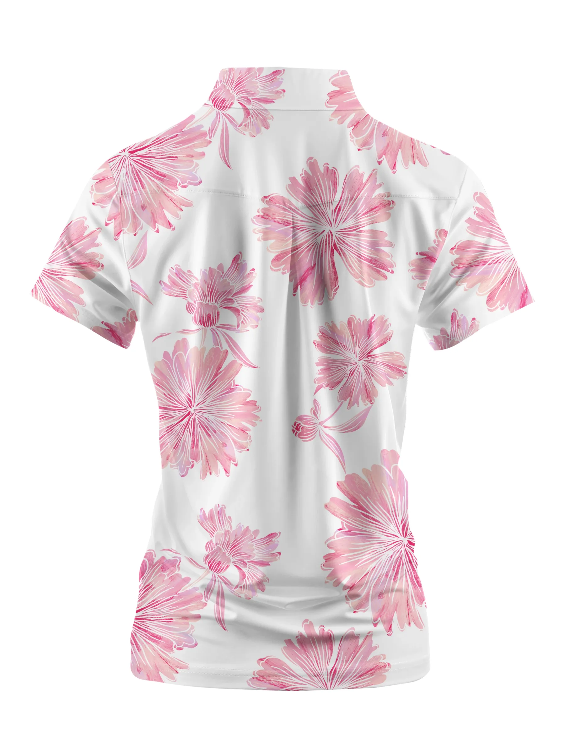 Cherryswing Women's Print Wildflowers Short Sleeve Polo Shirt