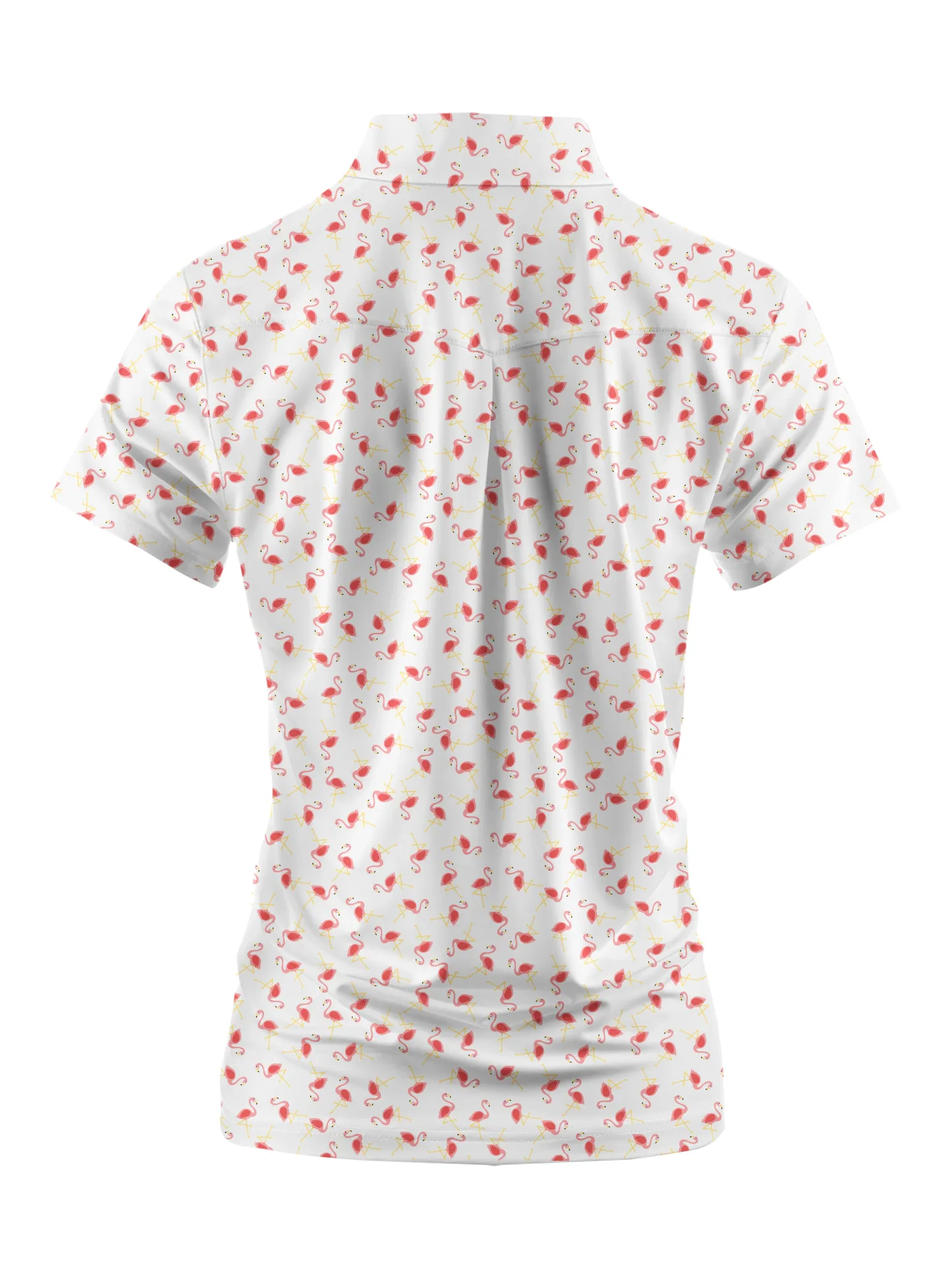 Cherryswing Women's Graceful Flamingo Print Short Sleeve Polo Shirt