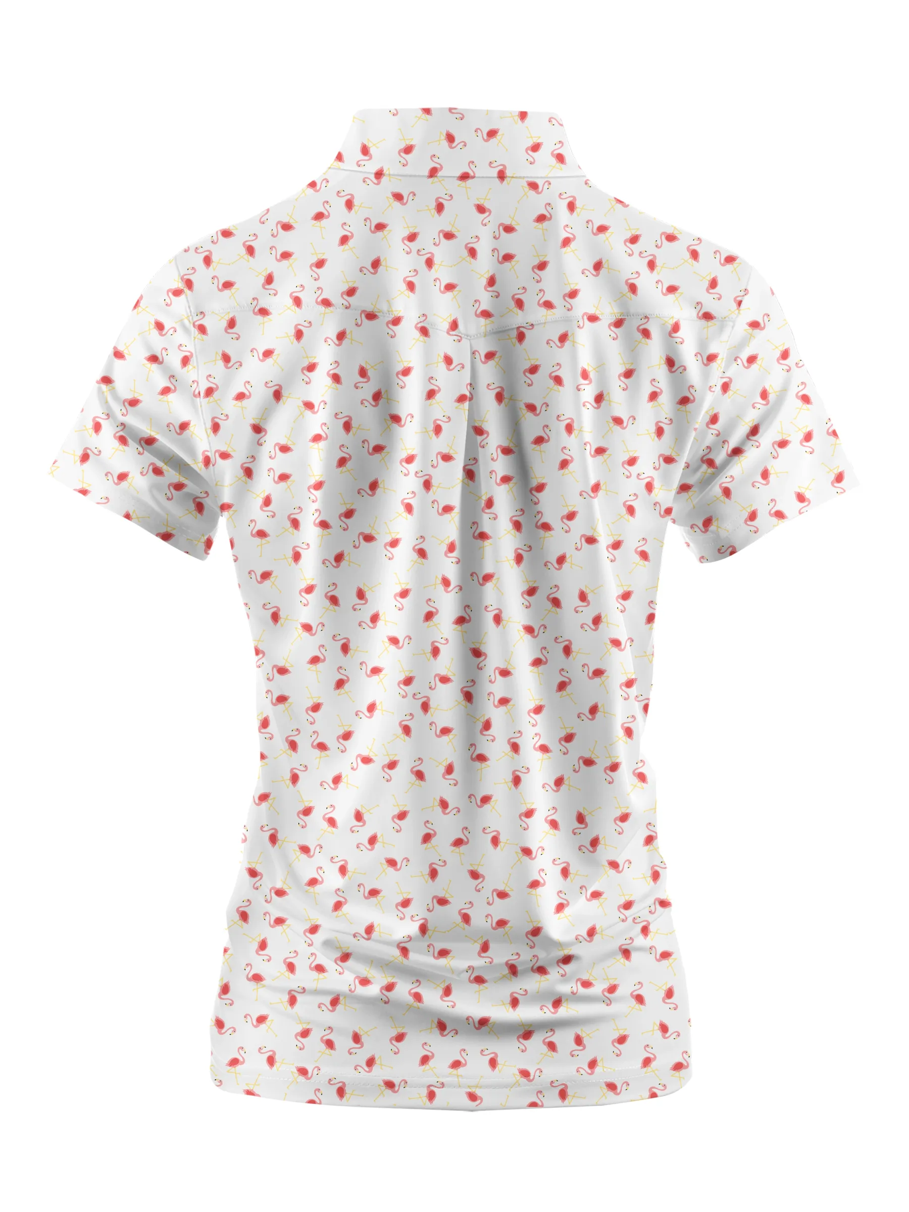 Cherryswing Women's Graceful Flamingo Print Short Sleeve Polo Shirt