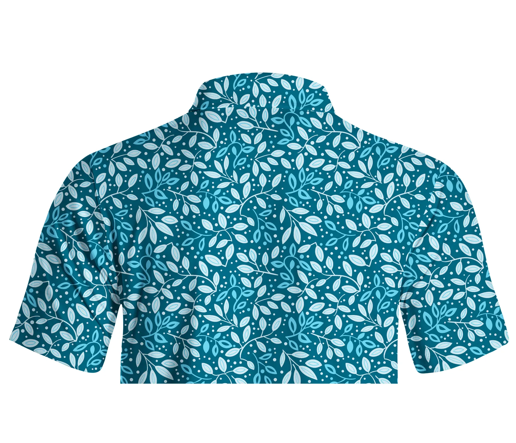 Cherryswing  Teal Leaf Motif Men's Polo Shirt