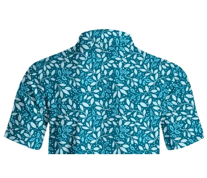 Cherryswing  Teal Leaf Motif Men's Polo Shirt