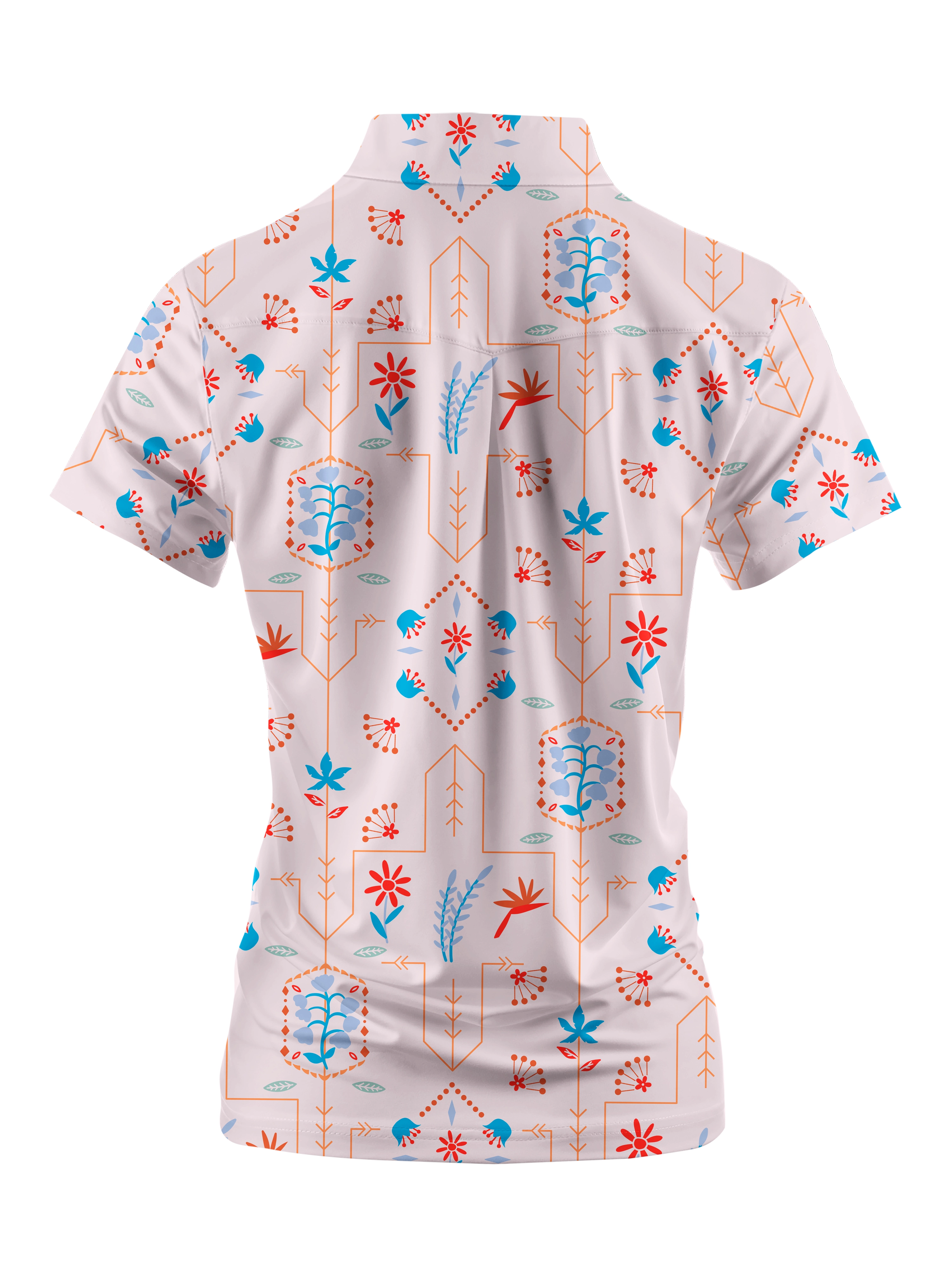 Cherryswing Women's Geometric Floral Shapes Short Sleeve Polo Shirt