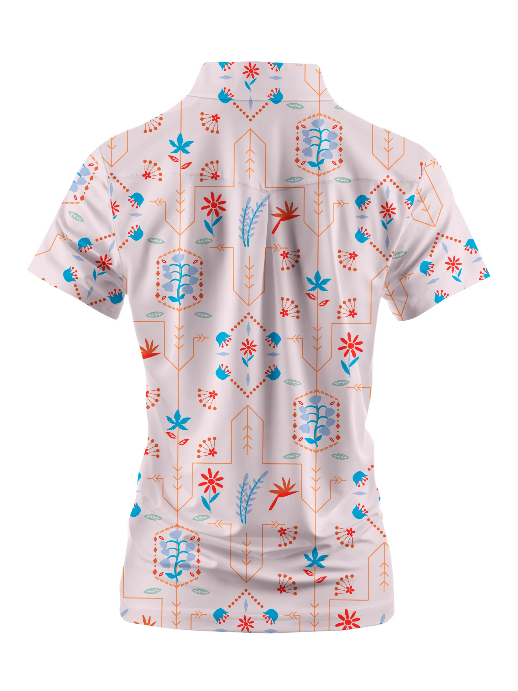 Cherryswing Women's Geometric Floral Shapes Short Sleeve Polo Shirt