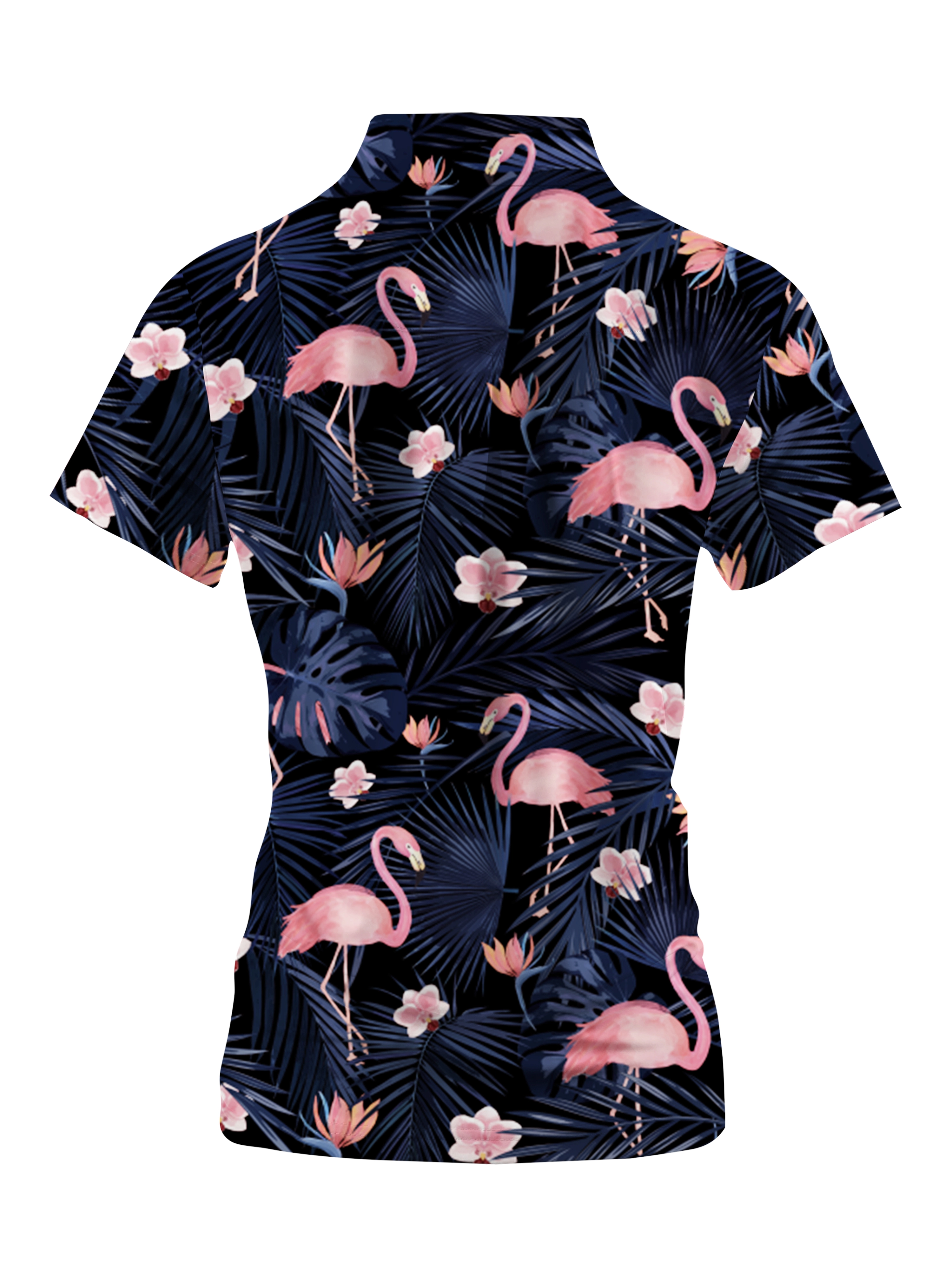 Cherryswing Women's Dancing Flamingo Short Sleeve Polo Shirt