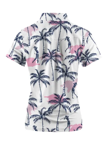 Cherryswing Women's Relax Hawaii Short Sleeve Polos