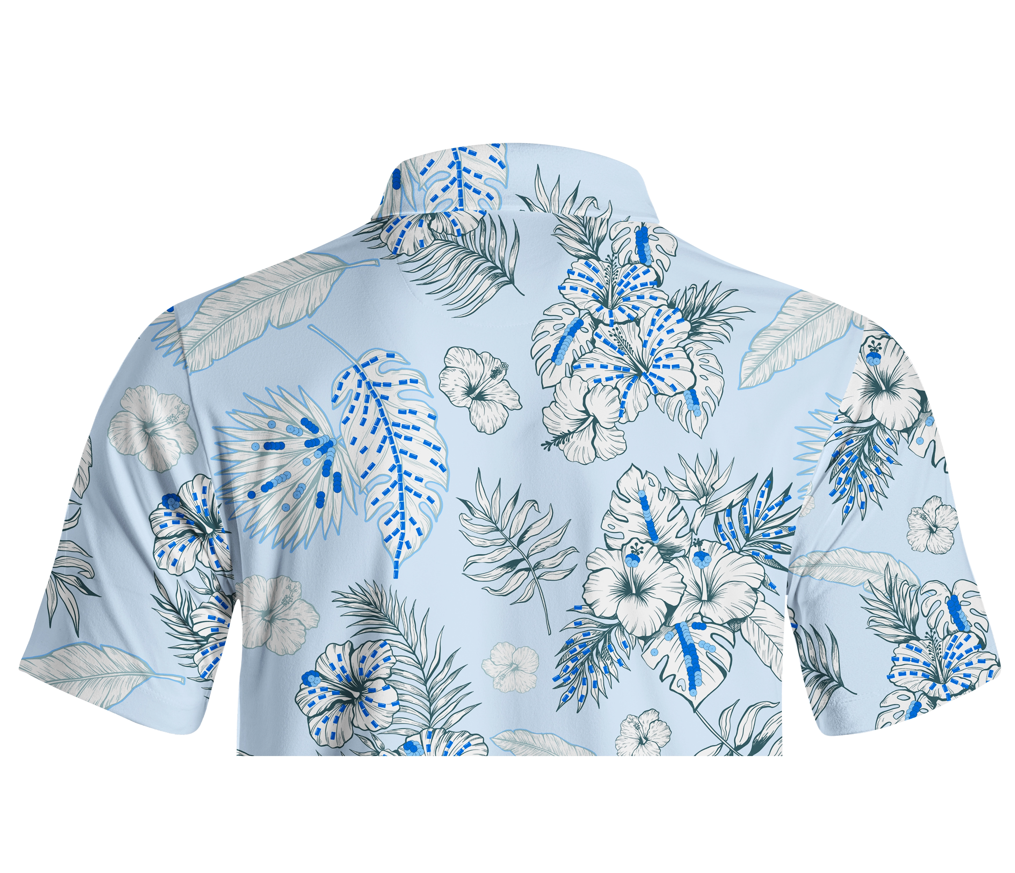 Cherryswing Blue and White Flowers Men's Polo Shirt