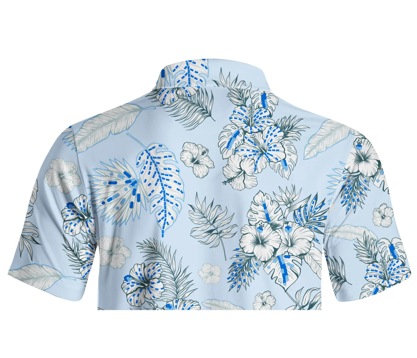 Cherryswing Blue and White Flowers Men's Polo Shirt