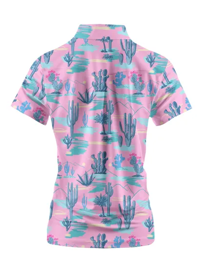 Cherryswing Women's Desert Landscape Short Sleeve Polos
