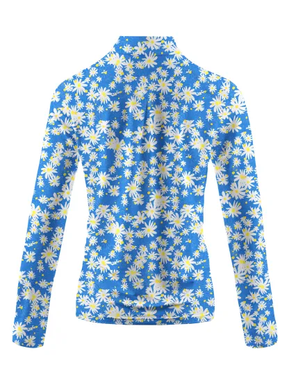 Cherryswing Women's Breathable 1/4 Zip Long Sleeve Polo Shirt