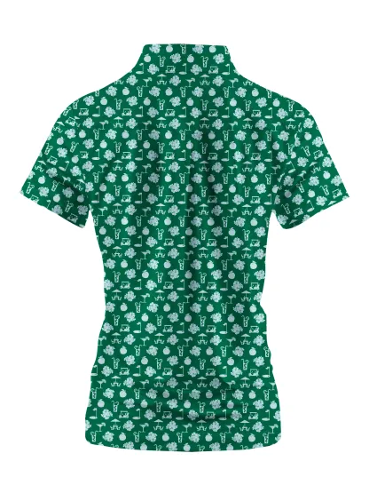 Cherryswing Women's Green Entertainment Short Sleeve Polos