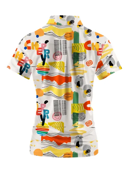 Cherryswing Women's Modern Art Short Sleeve Polos