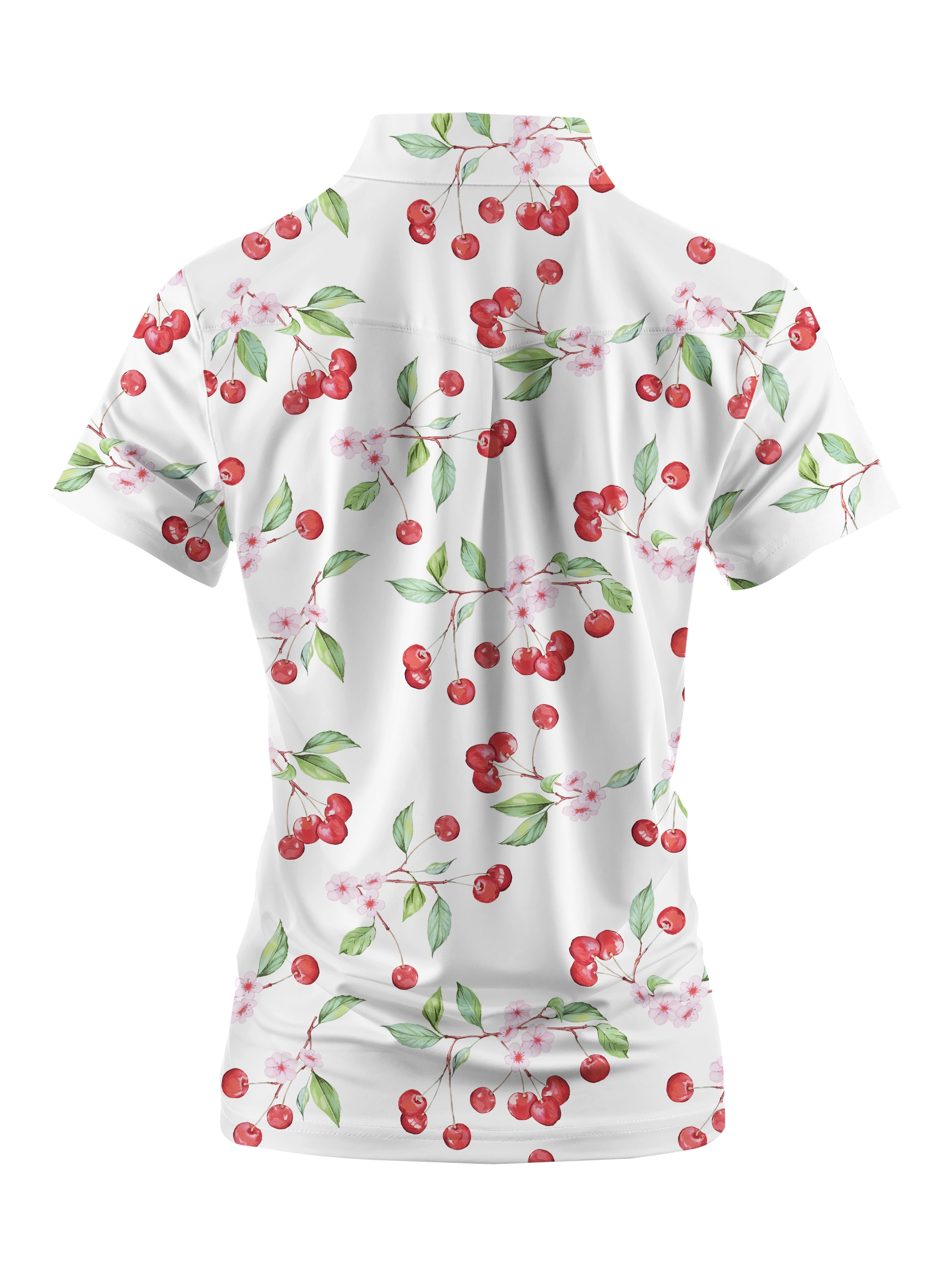 Cherryswing Women's Cherry Blossoms Short Sleeve Polos