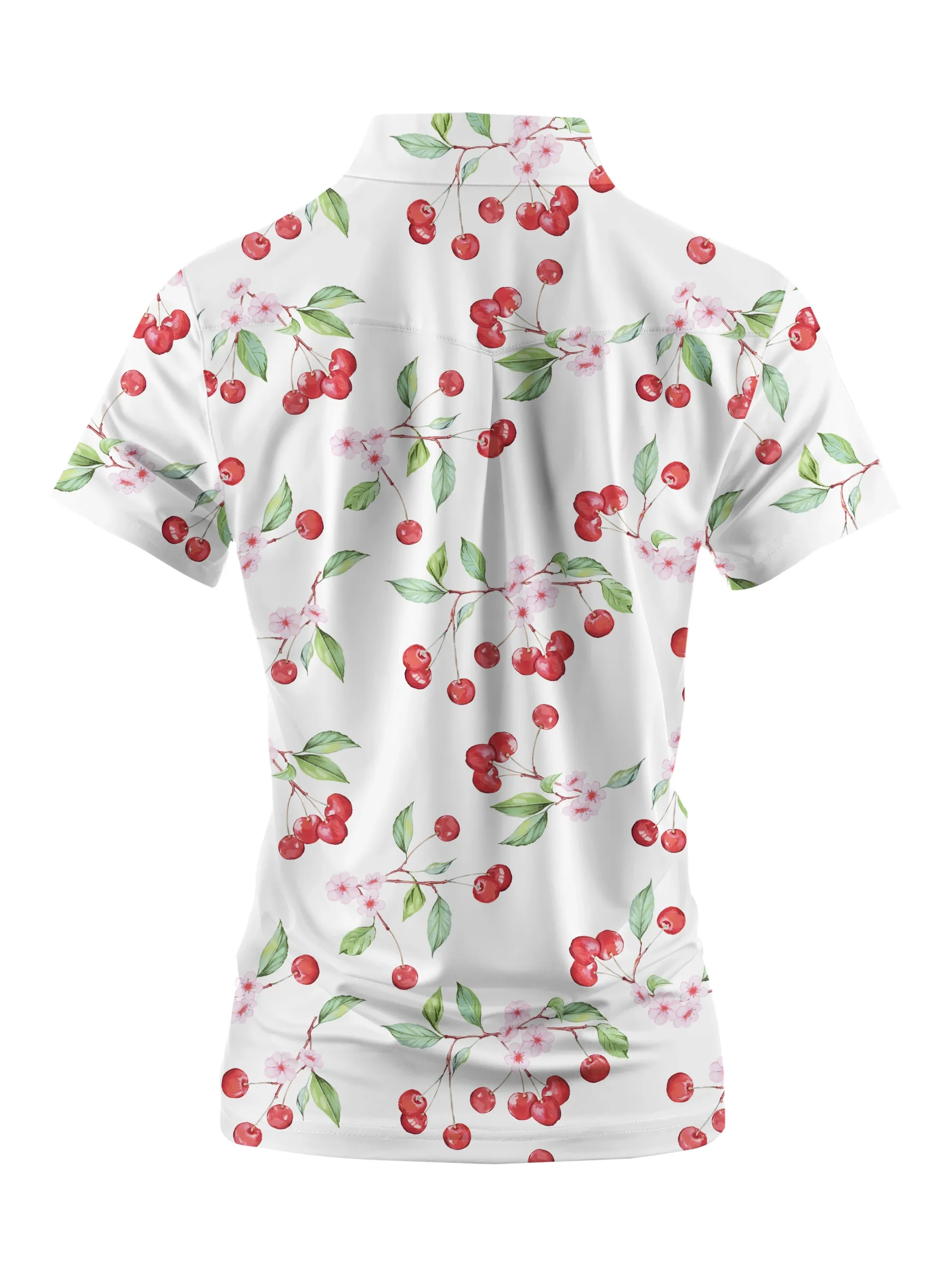 Cherryswing Women's Cherry Blossoms Short Sleeve Polos