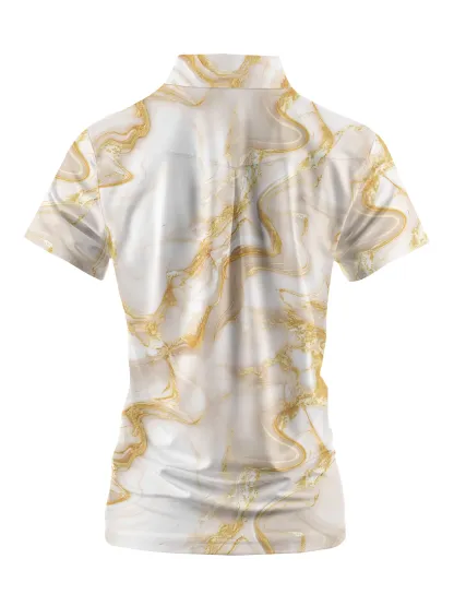 Cherryswing Women's Luxurious Marble Short Sleeve Polos