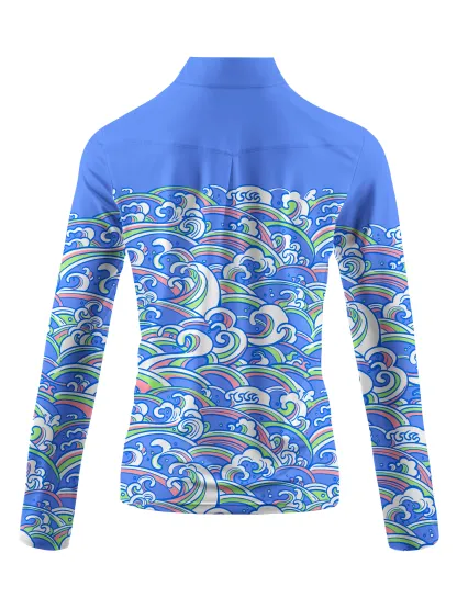 Cherryswing Women's Energy of Ocean Long Sleeve Polo Shirt