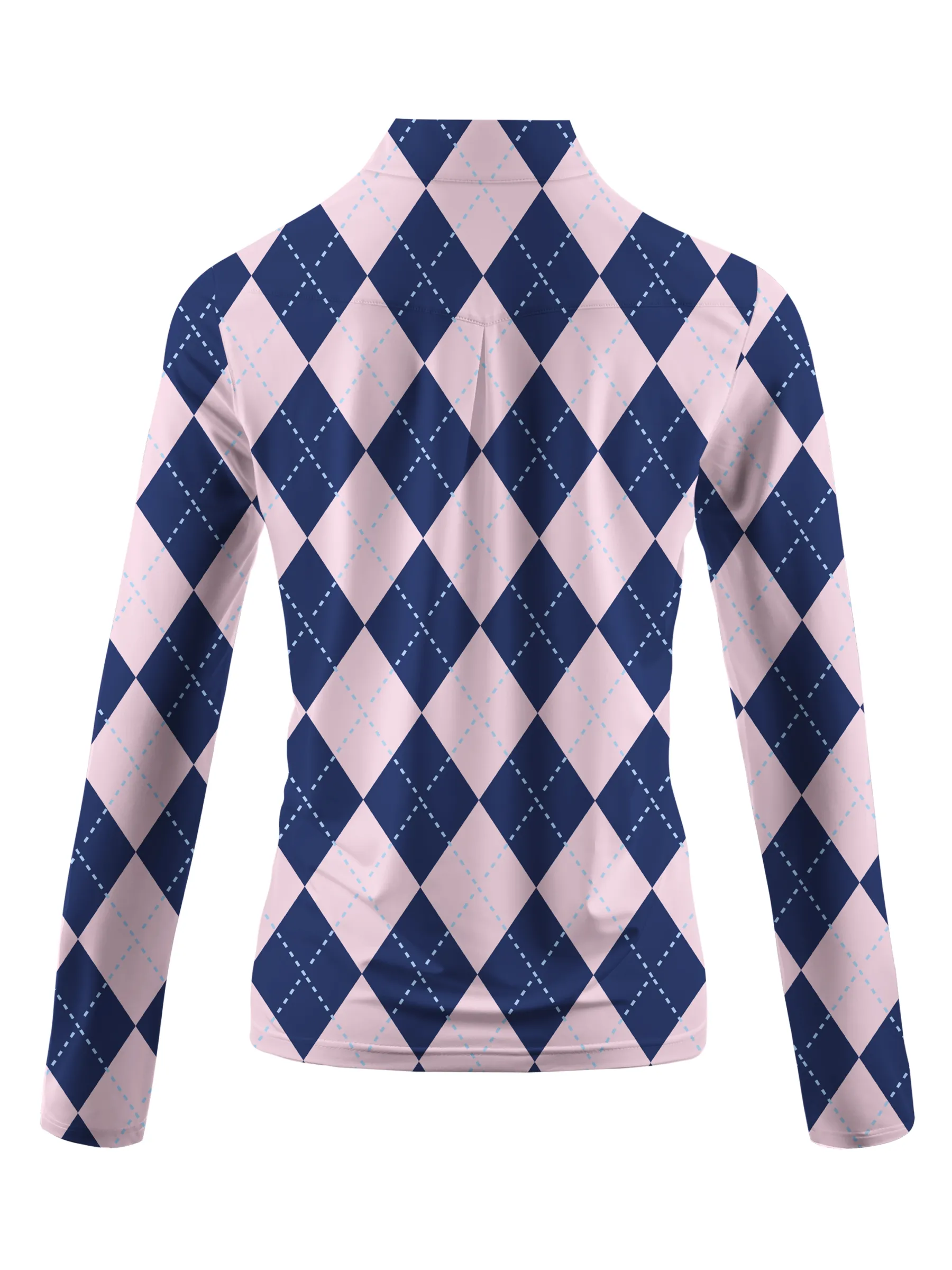 Cherryswing Women's Classic Argyle Patterns Long Sleeve Polo Shirt