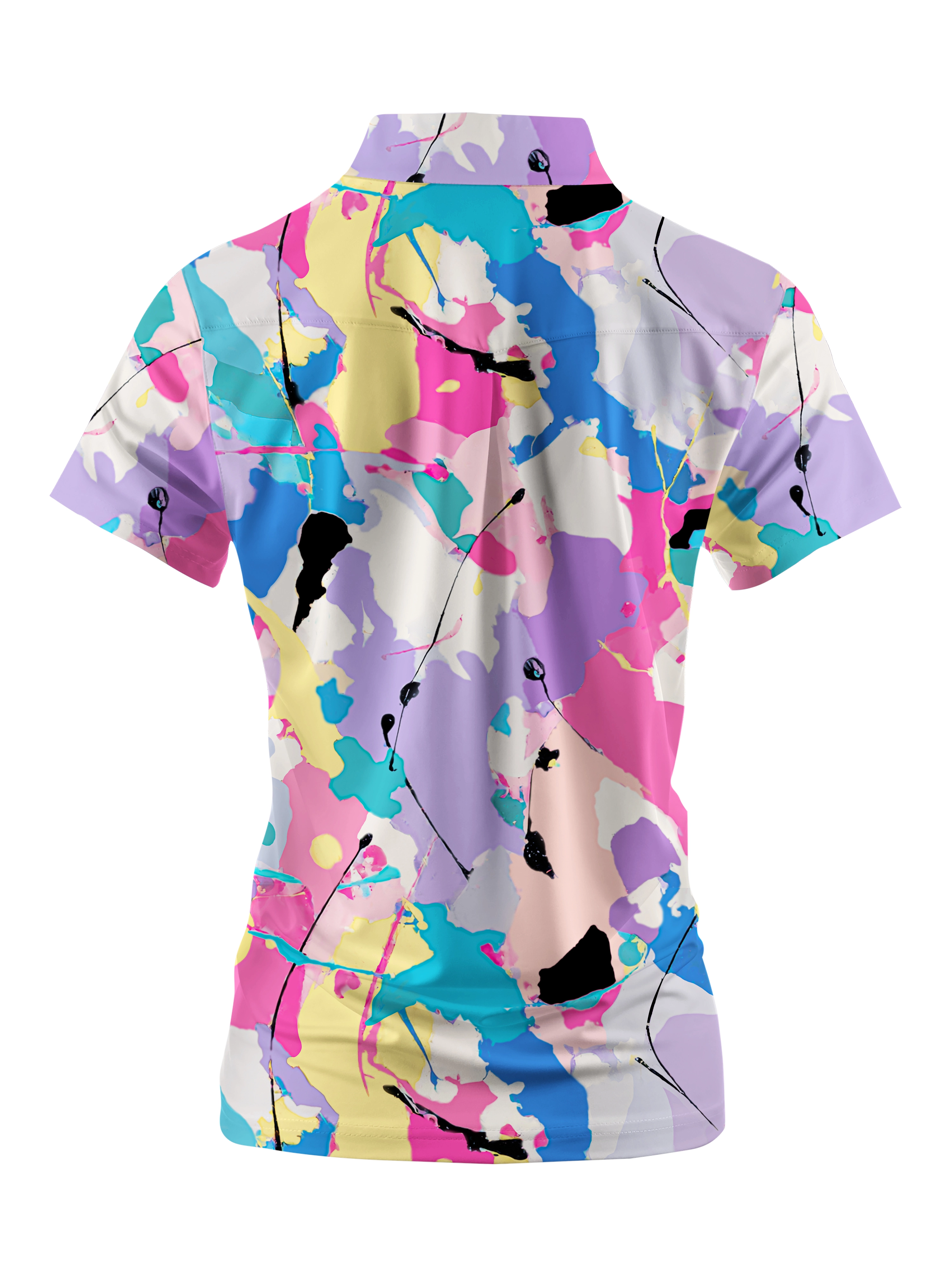 Cherryswing Women's Abstract Expressionism Short Sleeve Polos