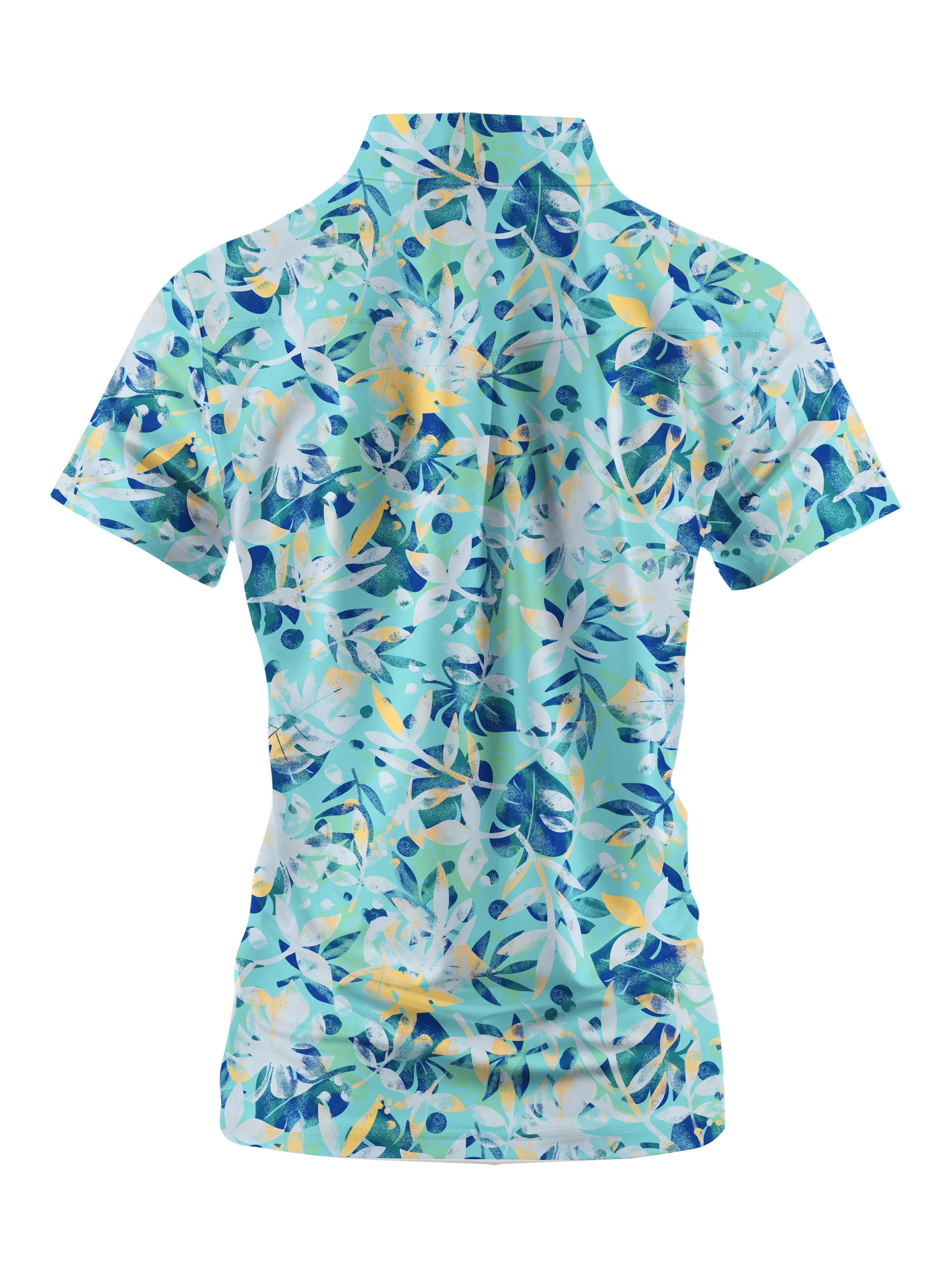 Cherryswing Women's Monstera Print Golf Short Sleeve Polo Shirt
