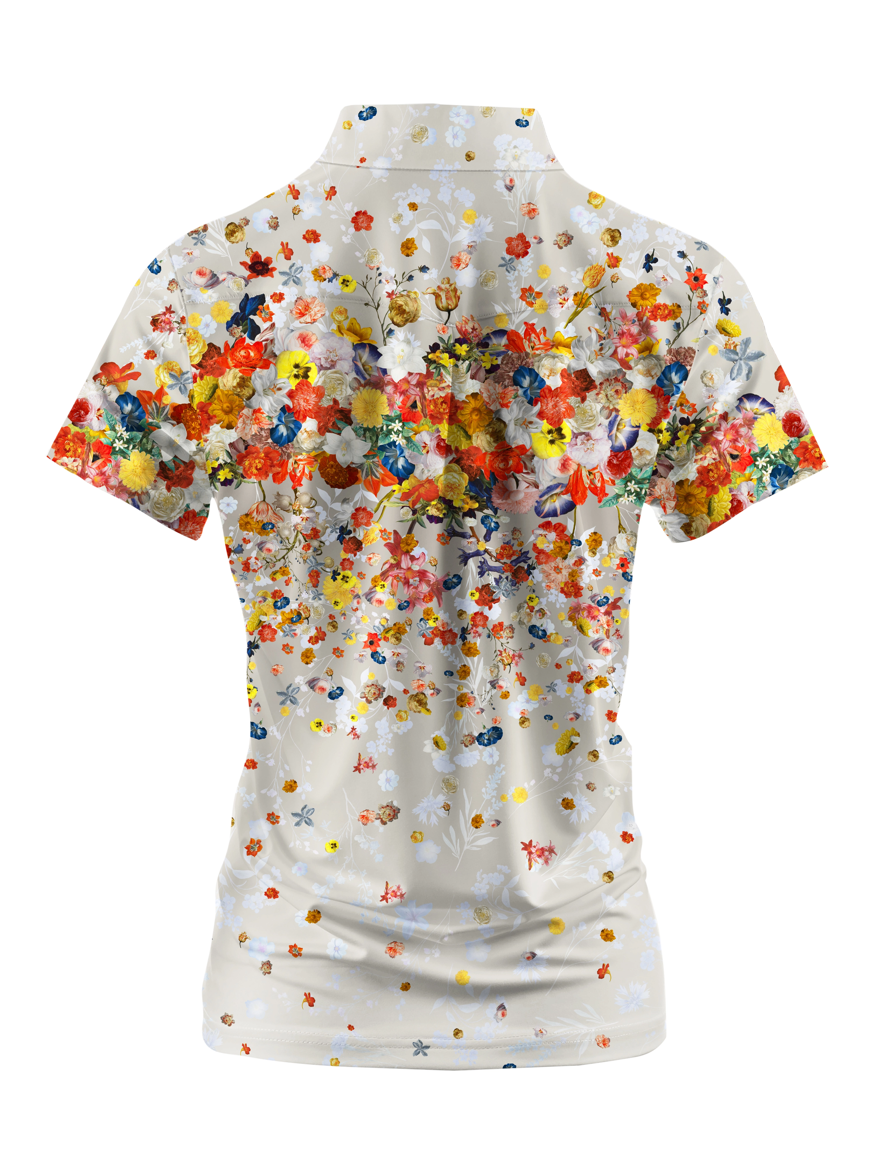 Cherryswing Women's Colorful Wildflowers Short Sleeve Polos