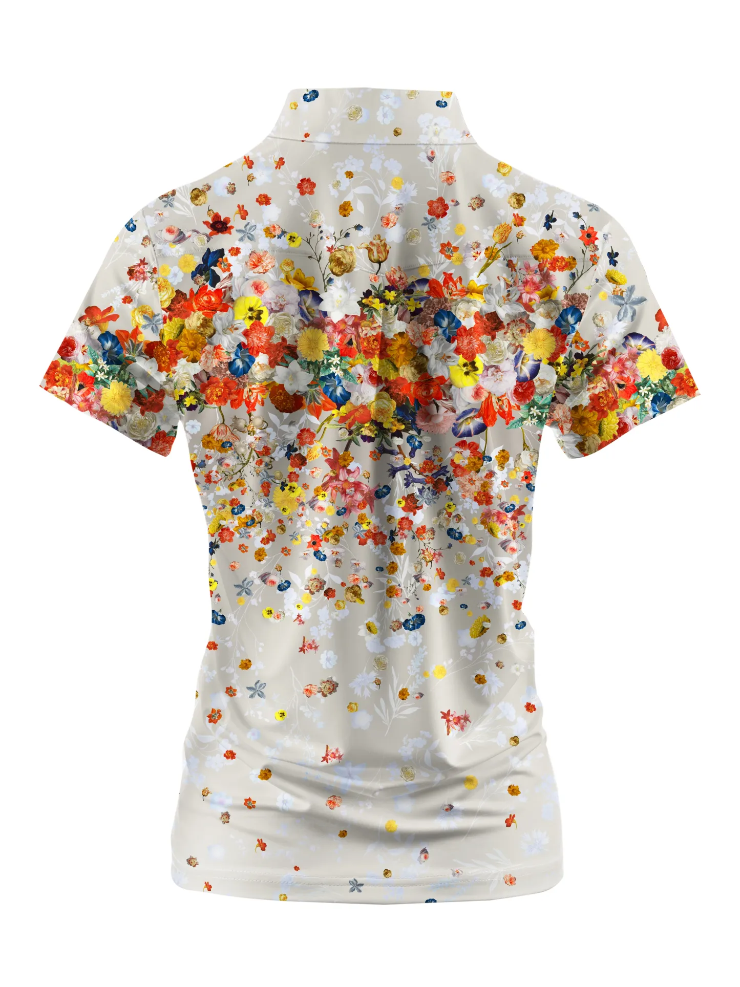 Cherryswing Women's Colorful Wildflowers Short Sleeve Polos